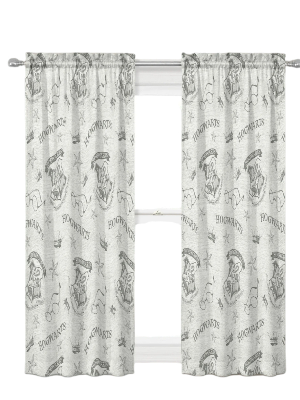 Harry Potter Hogwarts Gray Curtain Panels - Themed Window Drapes